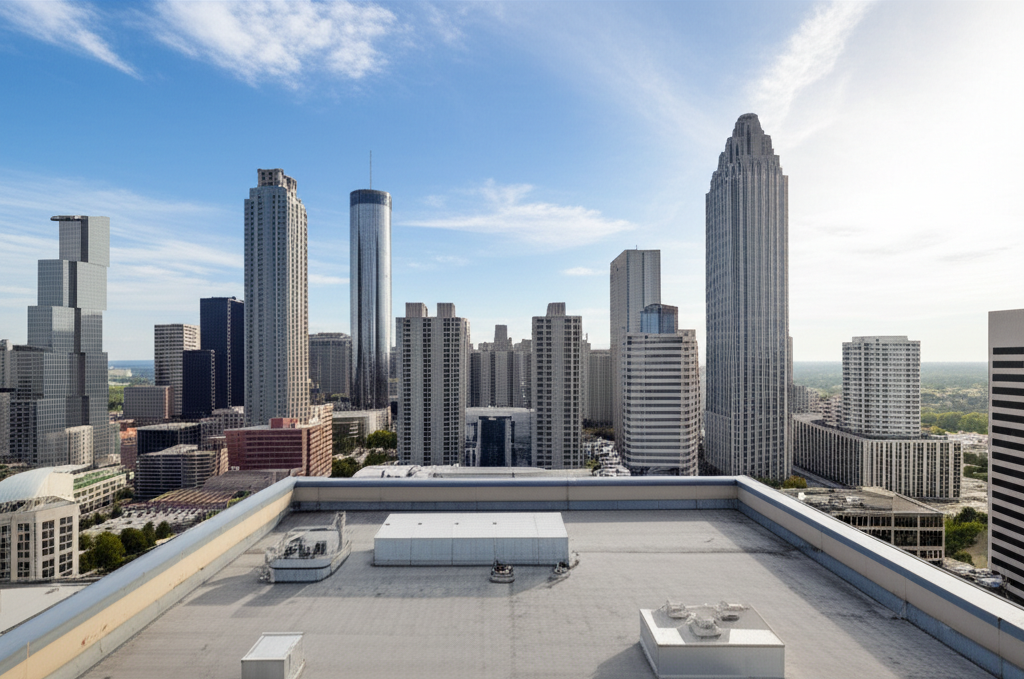 Atlanta skyline representing local roofing services by Summit Roofing Professionals