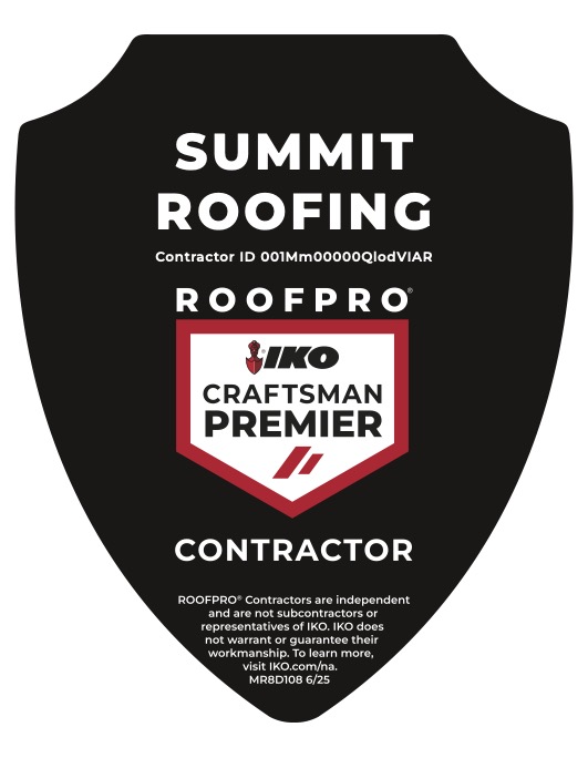 IKO Craftsman Premier Contractor badge credential for Summit Roofing